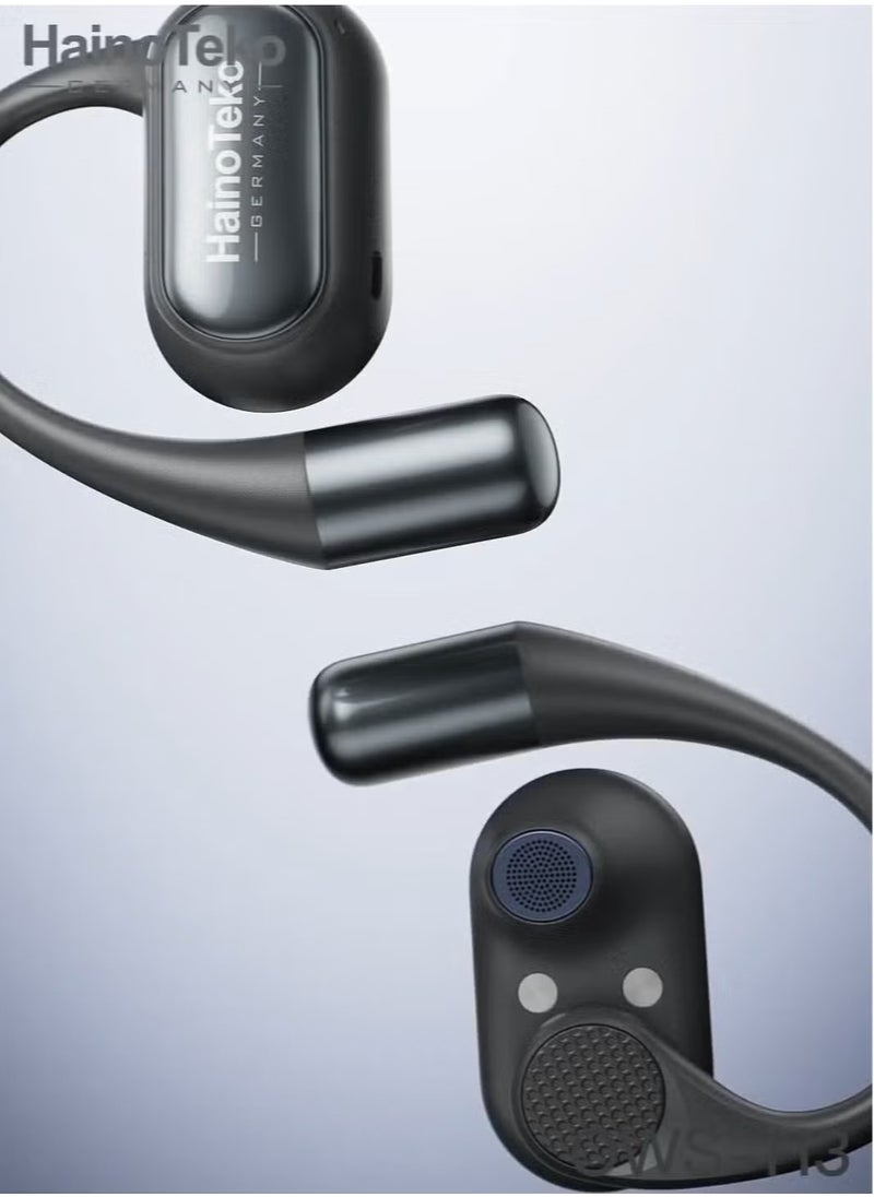 Haino Teko - HT-OWSH3 OpenFit Bluetooth Earphones | Premium Sound Quality & Clear Microphone | Smart Touch Controls | Ergonomic & Comfortable Fit | Wireless Earbuds for Music, Calls & Gaming (Black) - Image 1