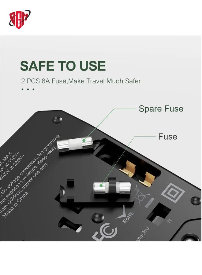 BGM Universal Travel Adapter with 4 Ultra-Fast USB Port and 1 Ultra-Fast USB Type C Port and Power Socket Worldwide Plugs - Image 3