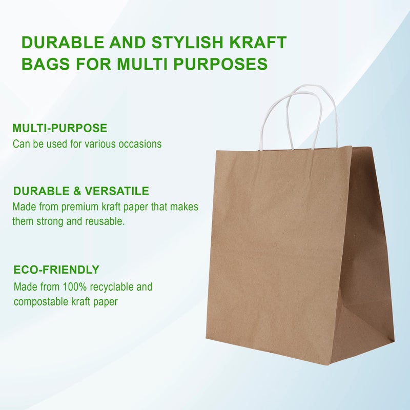 e kysa basics Brown Kraft Paper Carry/Gift/Cloth/Grocery Recycled Eco Friendly Bags with handles - 10 * 5 * 11 inches, Pack of 15 pcs - Image 3