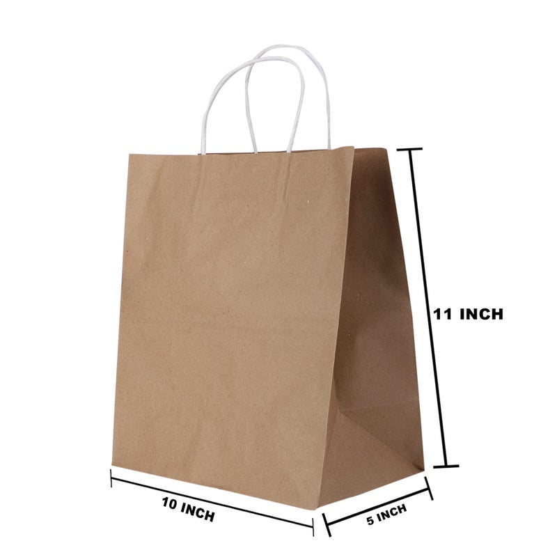 e kysa basics Brown Kraft Paper Carry/Gift/Cloth/Grocery Recycled Eco Friendly Bags with handles - 10 * 5 * 11 inches, Pack of 15 pcs - Image 2