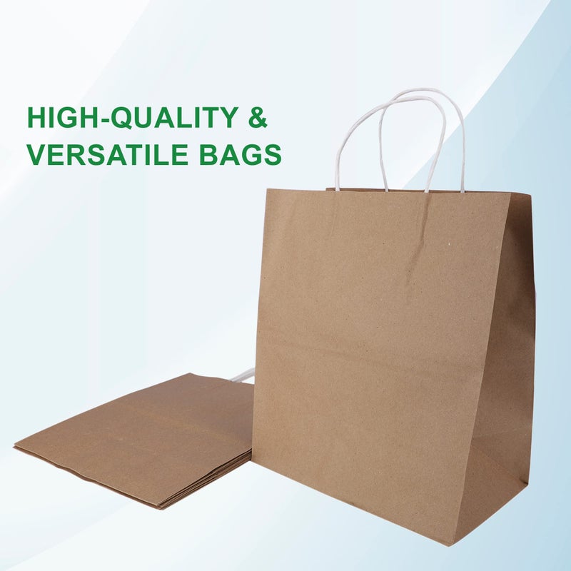 e kysa basics Brown Kraft Paper Carry/Gift/Cloth/Grocery Recycled Eco Friendly Bags with handles - 10 * 5 * 11 inches, Pack of 15 pcs - Image 4