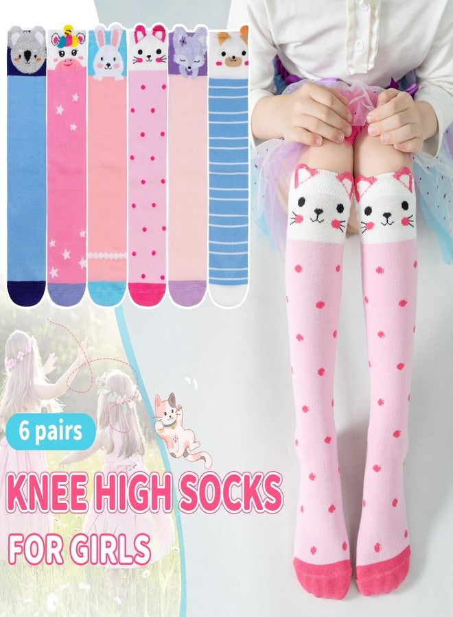 Velice Girls Knee High Socks Kids Long Boot Crazy Silly Tall Fun Gift Cute Animal Cotton Long Socks 6 Pairs(Animal B) - Image 3