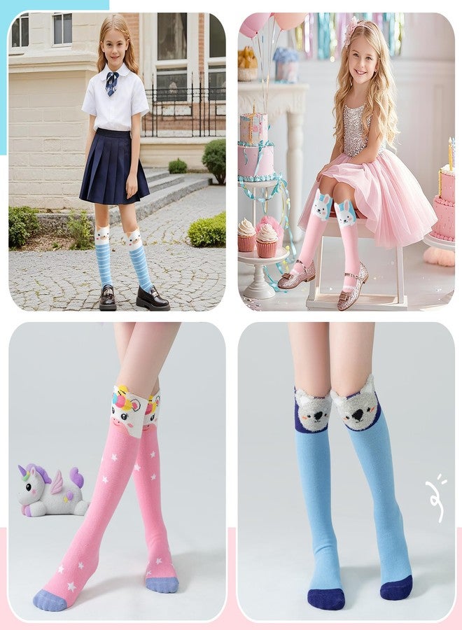 Velice Girls Knee High Socks Kids Long Boot Crazy Silly Tall Fun Gift Cute Animal Cotton Long Socks 6 Pairs(Animal B) - Image 2