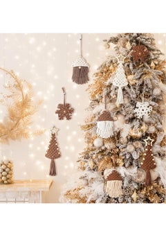 Antikiano 9 Pcs Boho Christmas Tree Hanging Ornaments Knitted Boho Christmas Tree Decorations Gnome Rustic Farmhouse Christmas Decor Macrame Handmade Knitted Boho Gnome Ornament for Holiday Hanging  - Image 5