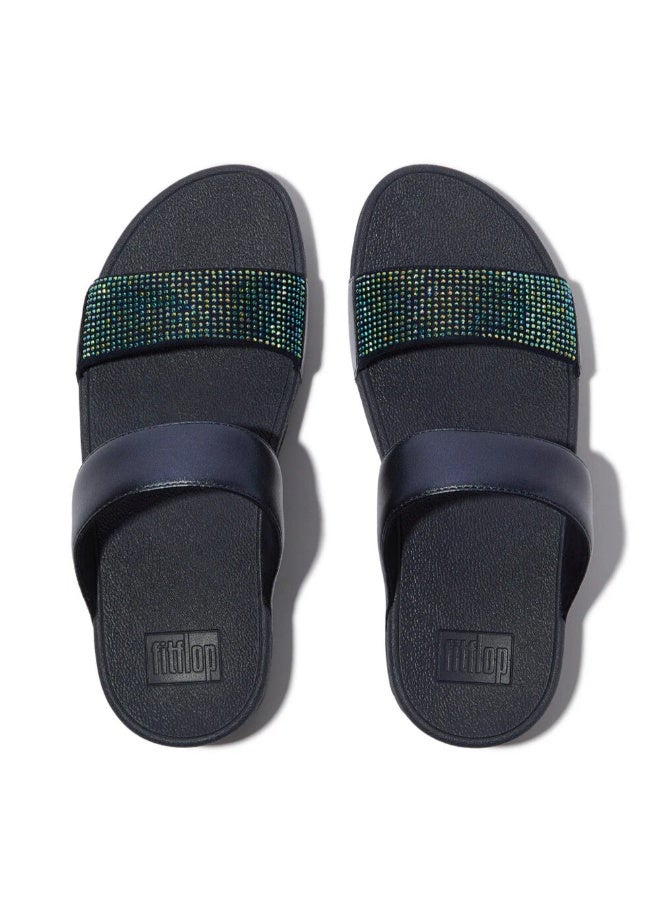FitFlop 049-890 Fitflop Ladies Lulu Crystal Embellished Slides EC4-C97 Navy - Image 2