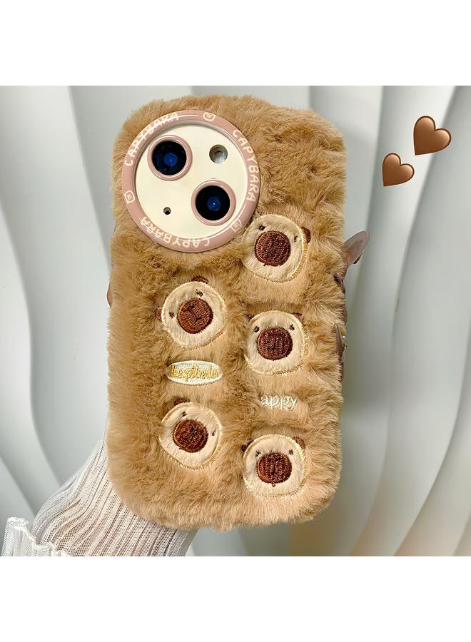 S-TOP Case For iPhone 15 Bear Plush Silicone Phone Case - Image 1