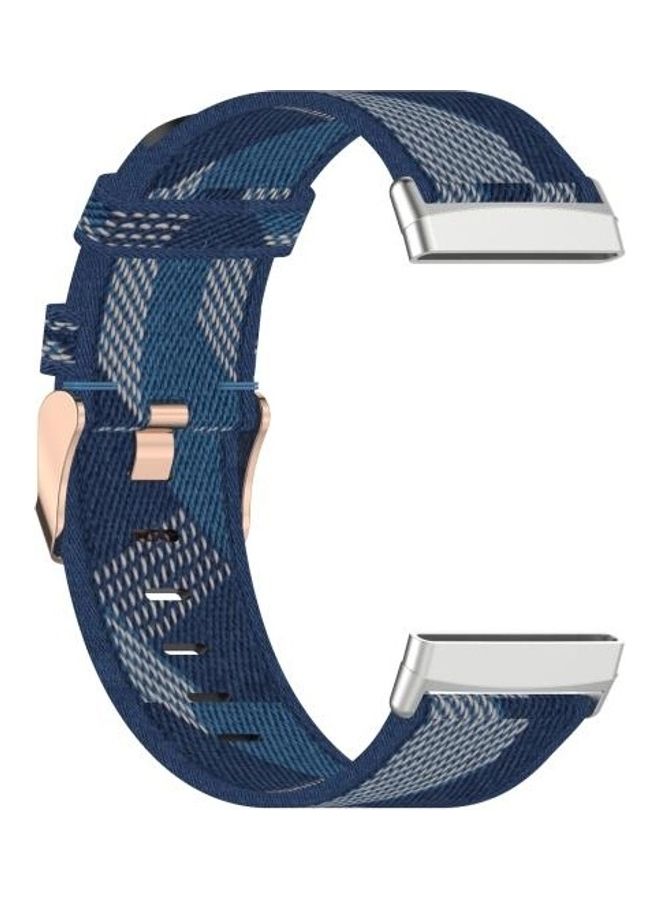 NIBEMINENT Sense Nylon Canvas Strip Texture Strap For Fitbit Blue - Image 4