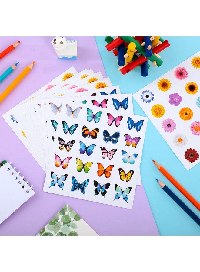 Junkin 600 Pcs Butterflies Stickers Flower Stickers For Kids Sunflower Gerbera Daisy Stickers Insects For Kids Teacher Educational Sticker Sheet For Spring Summer Flower Butterfly Theme Party Classroom Decor - Image 4