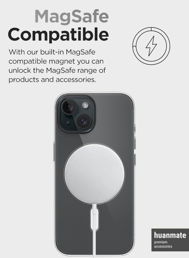 huanmate Magsafe Compatible Case Cover For Apple iPhone 15 Clear  - Image 5