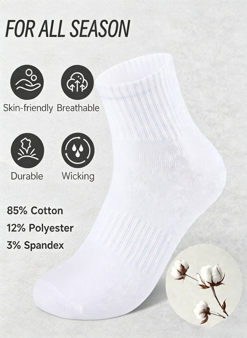 YGNNBC Women's cotton mid-calf socks, 5-pack white athletic socks, breathable, moisture-wicking, odor-resistant, with arch support, anti-pilling, durable, suitable for all seasons. - Image 4