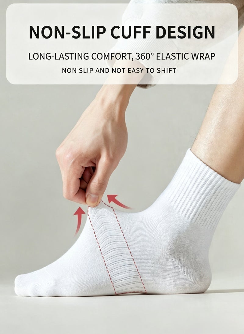 YGNNBC Women's cotton mid-calf socks, 5-pack white athletic socks, breathable, moisture-wicking, odor-resistant, with arch support, anti-pilling, durable, suitable for all seasons. - Image 5