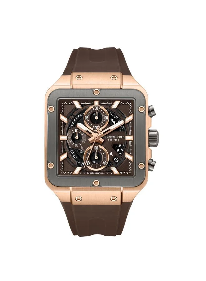 Arlington Brown Dial Black Silicone Strap Chronograph Watch for Men - 39.5mm