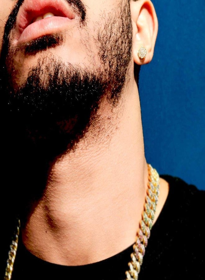 Senteria Iced Out Cubic Zirconia Screw Back 18k Gold Plated Round Stud Earrings For Men and Women Hypoallergenic Earring Micropave Hip Hop Jewelry - Image 4