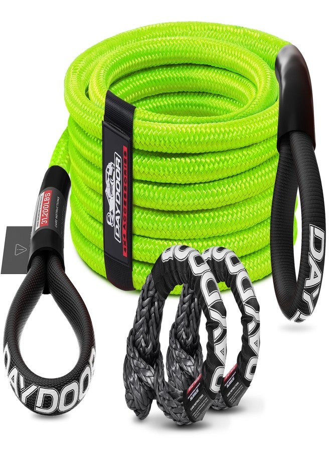 DAYDOOR Recovery Tow Rope, 7/16 Inch x 30 ft UHMWPE Heavy Duty Tow Strap with 2 Soft Shackles, 31,200 Lbs Synthetic Towing Rope Recovery Kit for ATV, UTV, SUV, Cars (Green) - Image 1
