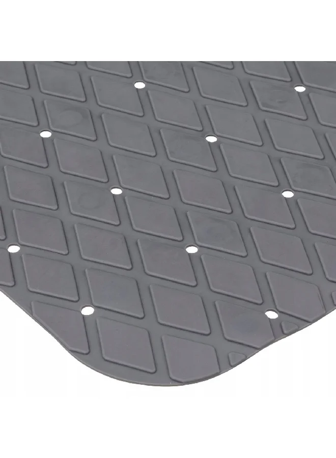 Five Simply Smart Anti Slip Rectangular PVC Bath Mat Grey 70 x 35 cm 160833H