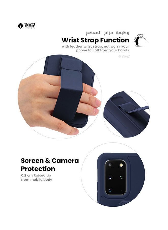 إينيكس غطاء حماية مع حامل مغناطيسي بسوار للمعصم ومقبض لليد 3 في 1 لهاتف سامسونج جالاكسي S20 بلس أزرق كحلي - Image 5
