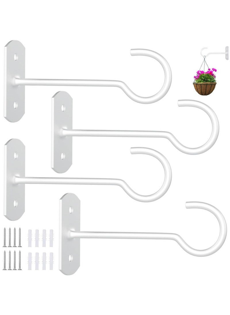 KASTWAVE 4Pack Hanging Plant Bracket, 6inch Metal Plant Hook Shepherds Hook Decorative Wall Plant Hanger for Hanging Lanterns Bird Feeder Flower Basket Home Decor  - Image 1