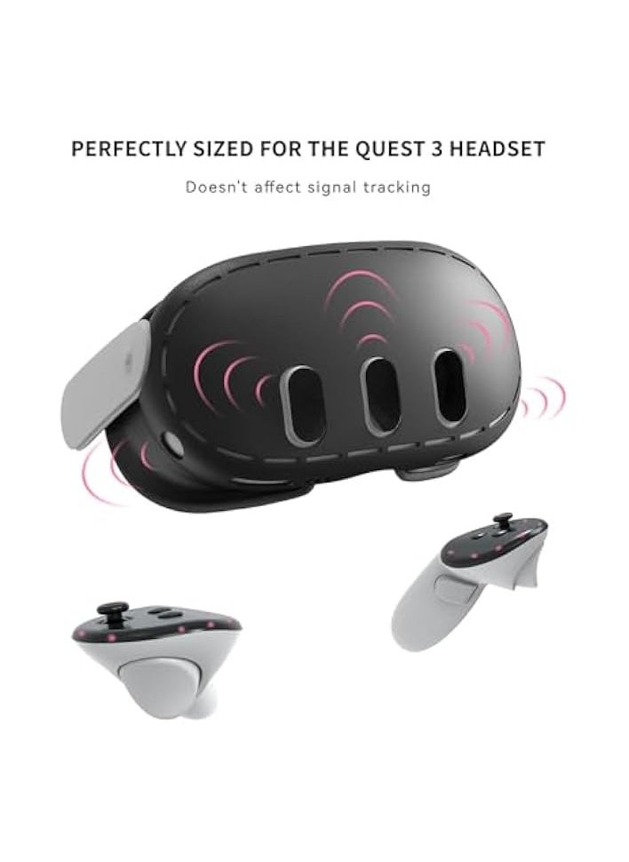 PROMASS VR Shell Cover Skin for Quest 3 Headset Accessories, Silicone Headset Protector for Quest 3 VR Headsets, Anti Scratch Dust Shock (Black)  - Image 2