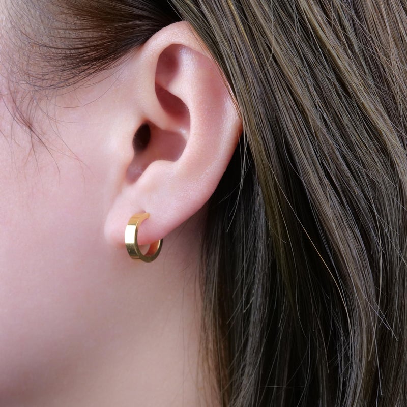 Limerencia Hypoallergenic G23 Pure Titanium Post Thin Square Edge Open Hoop | F136 Imlant Grade Womens Dainty Hoop Earrings | Lightweight for Sensitive Ears (10 mm, Gold) - Image 4