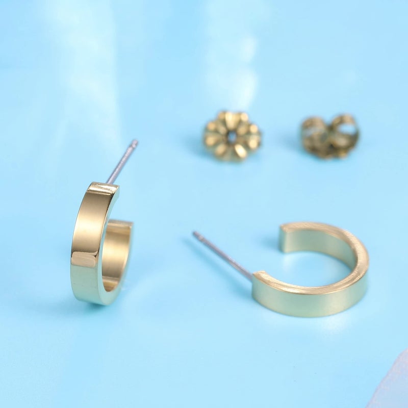 Limerencia Hypoallergenic G23 Pure Titanium Post Thin Square Edge Open Hoop | F136 Imlant Grade Womens Dainty Hoop Earrings | Lightweight for Sensitive Ears (10 mm, Gold) - Image 5