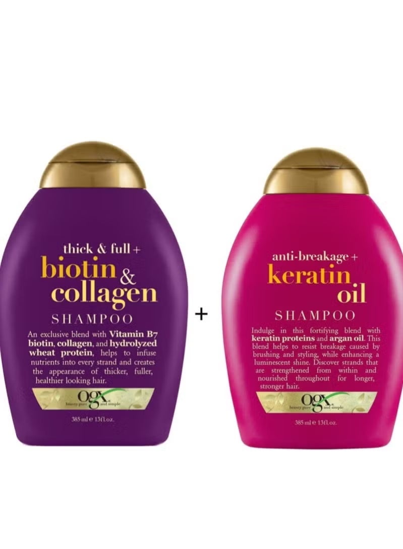 Ogx Biotin And Collagen Shampoo 385 ml + Keratin Oil Shampoo 385 ml - Image 1