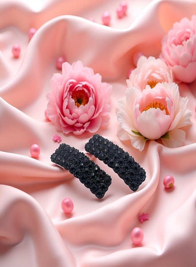 Tnyvm 2Pcs Black Rhinestones Snap Hair Clips for Women Girls Rectangular Hairpins Korean Barrettes Hair Accessories, Clips and Barrettes - Image 5