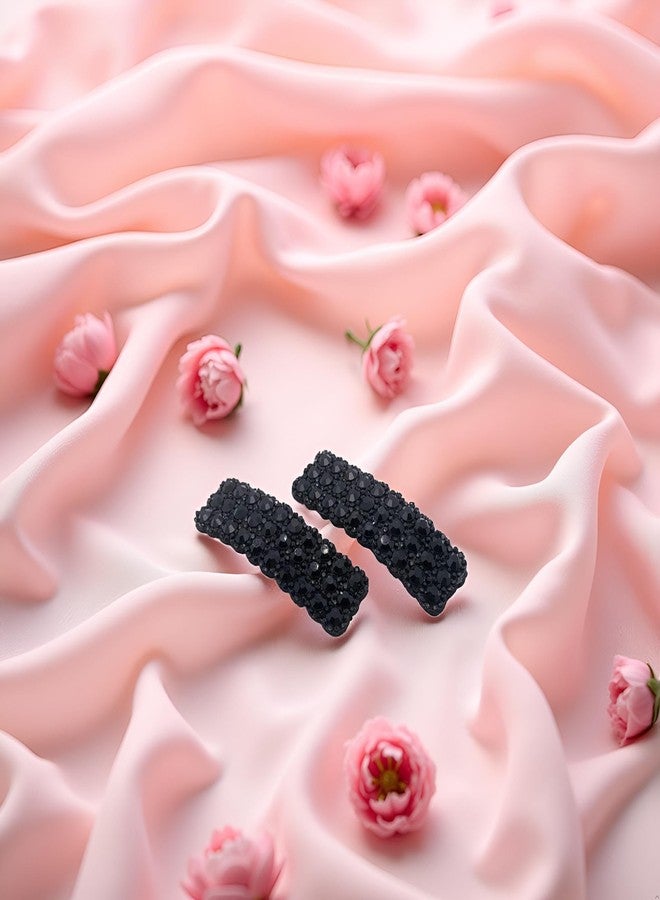 Tnyvm 2Pcs Black Rhinestones Snap Hair Clips for Women Girls Rectangular Hairpins Korean Barrettes Hair Accessories, Clips and Barrettes - Image 4