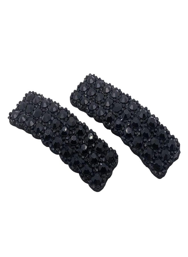 Tnyvm 2Pcs Black Rhinestones Snap Hair Clips for Women Girls Rectangular Hairpins Korean Barrettes Hair Accessories, Clips and Barrettes - Image 1