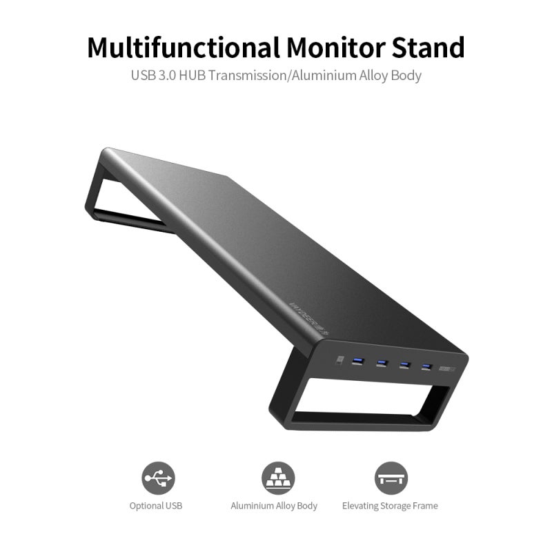 Multifunctional Laptop Bracket Black: 66 Lbs Load Capacity High-Quality Aluminum Alloy - 4 USB 3.0 Ports Data Transfer Charging for Home Office School College Students - Image 4