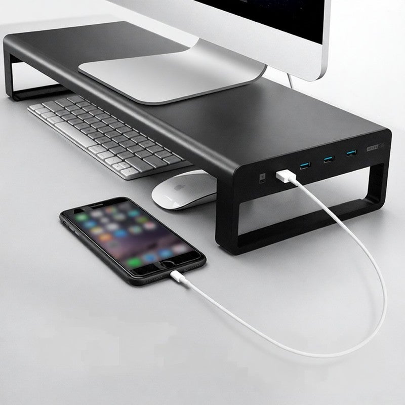 Multifunctional Laptop Bracket Black: 66 Lbs Load Capacity High-Quality Aluminum Alloy - 4 USB 3.0 Ports Data Transfer Charging for Home Office School College Students - Image 5
