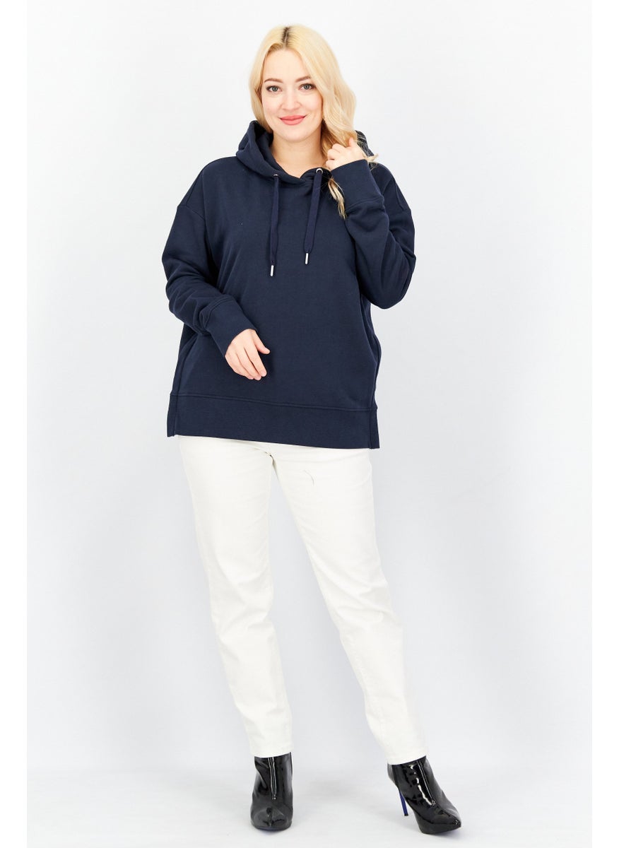 Women Drawstring Long Sleeve Hooded Sweatshirt, Navy Blue - pzsku/Z5298AE4D25047AB61D5CZ/45/_/1737643000/17d8ebcc-9b5b-4dcb-a007-f8804b9c0785