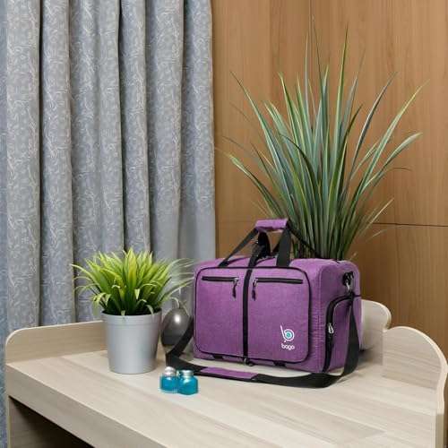 Bago Foldable Duffel Bags for Traveling Women & Men - 40L Sports Packable Duffle Bag for Travel with Shoe Compartment - Water Repellant, Heavy Duty, Lightweight Folding & Collapsible (SnowDepPurple) - Image 2
