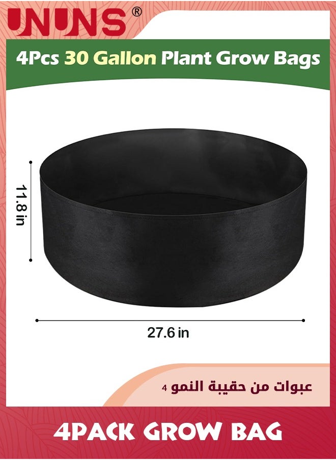 UNUNS 4 قطع من أكياس زراعة النباتات سعة 30 جالونًا، سرير زراعة مرتفع من القماش، أواني زراعة من القماش غير المنسوج شديدة التحمل لخضروات الحدائق والزهور، أسود  - Image 2
