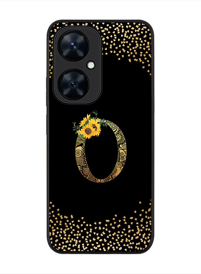 Stylizedd Rugged Black Edge case for Huawei nova 11i , Slim fit Soft Case Custom Monogram Initial Letter Mandala Floral Pattern Alphabet-O (Black) - Image 1