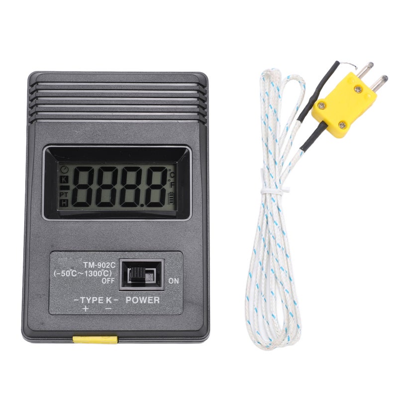 K Type Thermometer -50°C to 750°C LCD Display - Lightweight Portable Temperature Gauge with Heat Resistant Steel Probe for Gas Liquid and Semi-Solid Measurement - Image 3