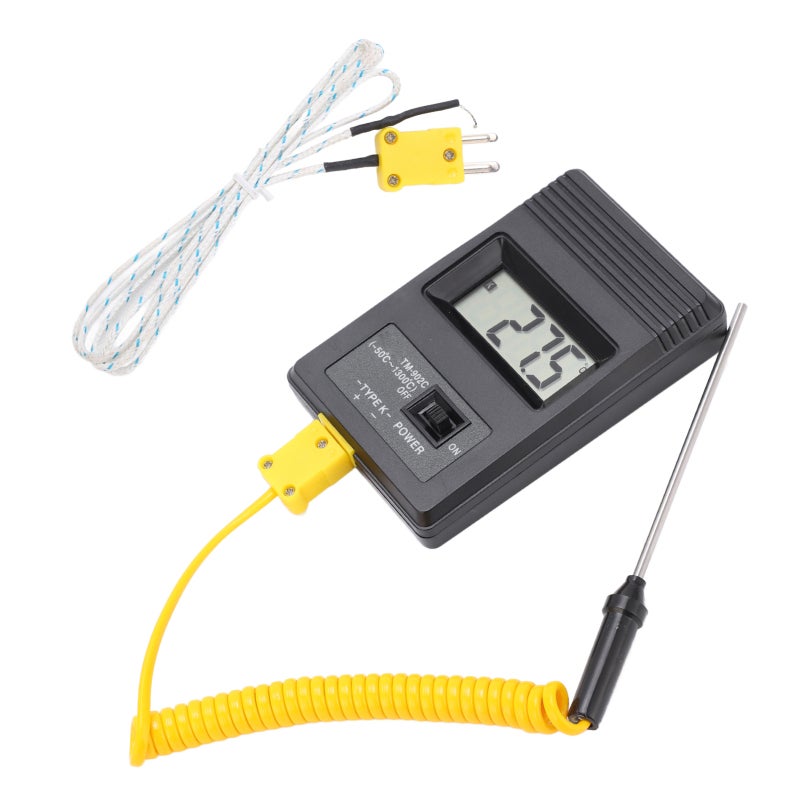 K Type Thermometer -50°C to 750°C LCD Display - Lightweight Portable Temperature Gauge with Heat Resistant Steel Probe for Gas Liquid and Semi-Solid Measurement - Image 1