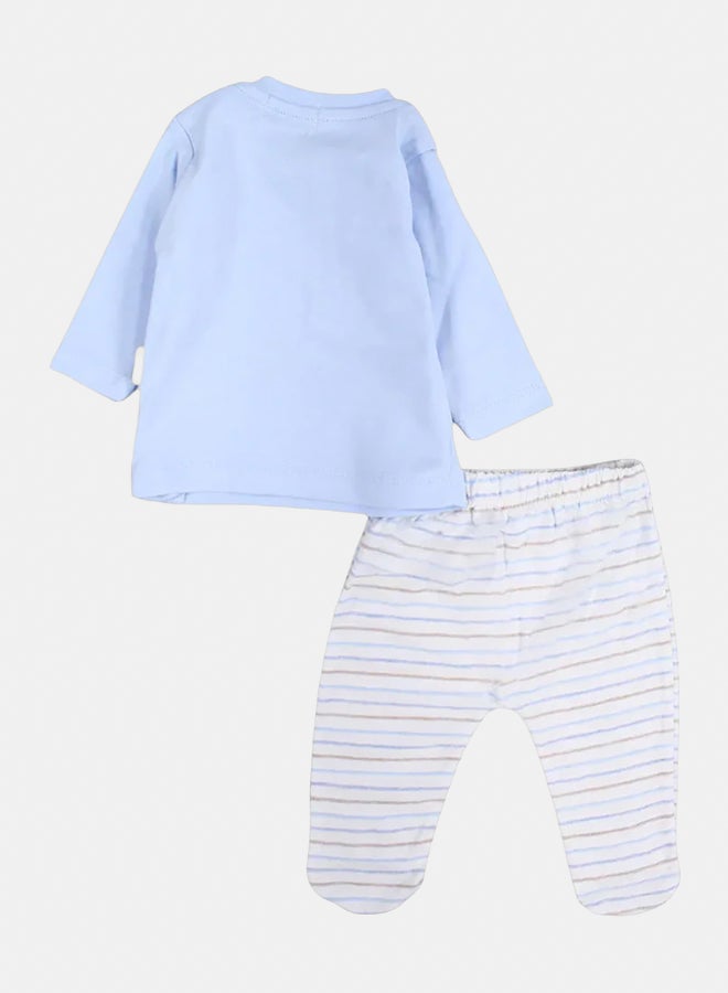 Baby Boys Cotton Pajama Set - Car Embroidery - Image 2