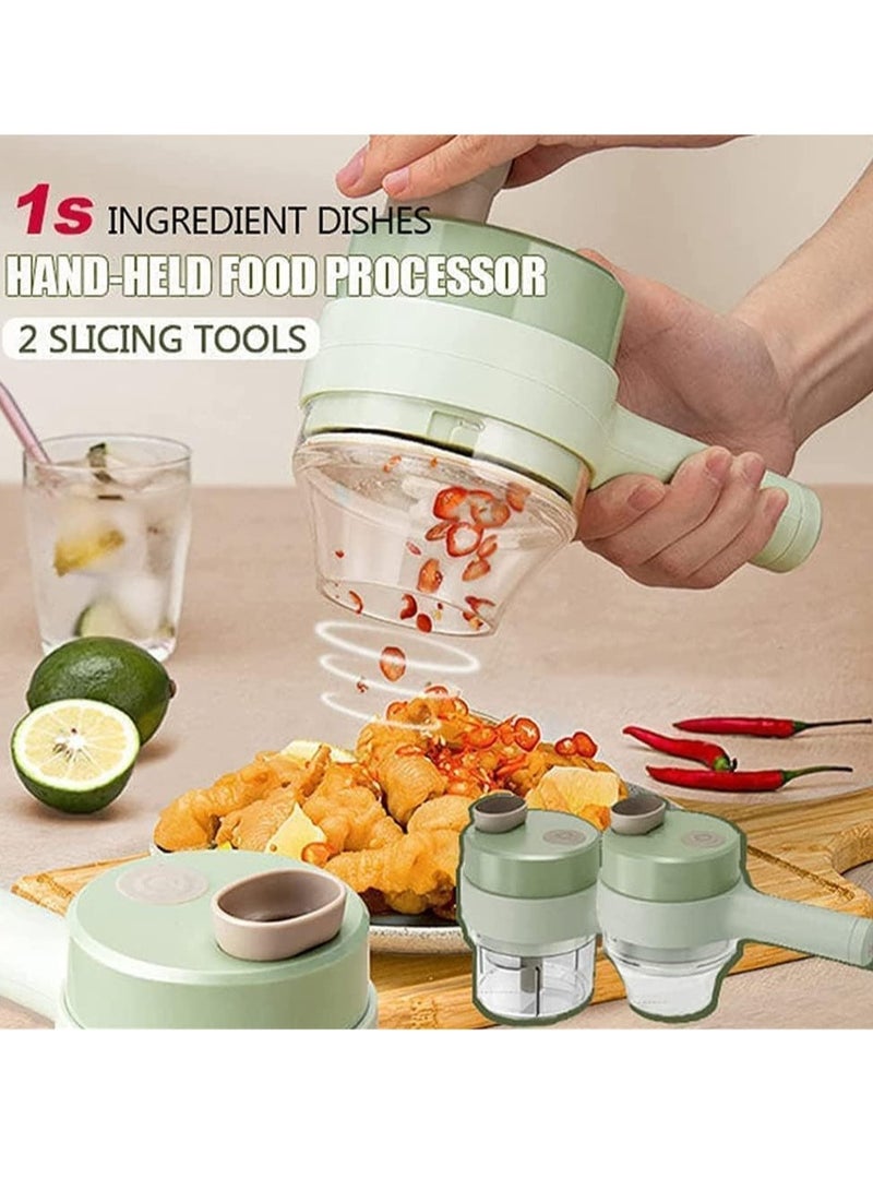 ELTRAZONE 4 in 1 Portable Electric Vegetable Cutter Set,Gatling Vegetable Chopper Mini Wireless Food Processor,Garlic Chili Onion Celery Ginger Meat Garlic Chopper with Brush - Image 4