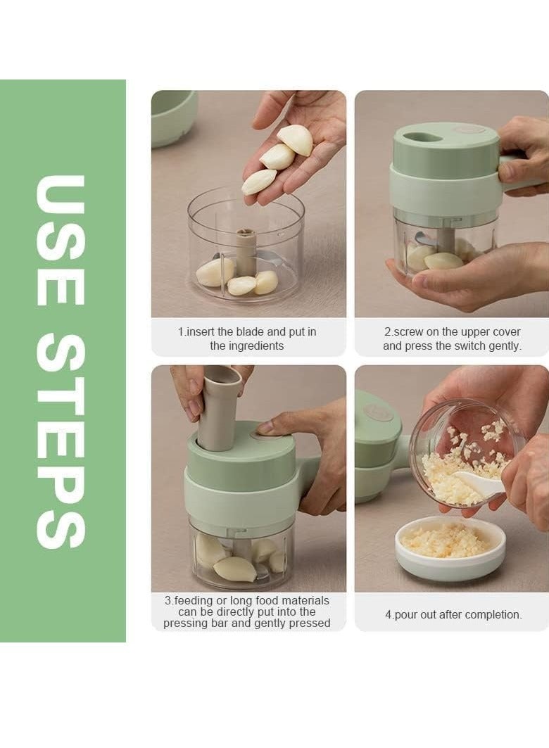 ELTRAZONE 4 in 1 Portable Electric Vegetable Cutter Set,Gatling Vegetable Chopper Mini Wireless Food Processor,Garlic Chili Onion Celery Ginger Meat Garlic Chopper with Brush - Image 5