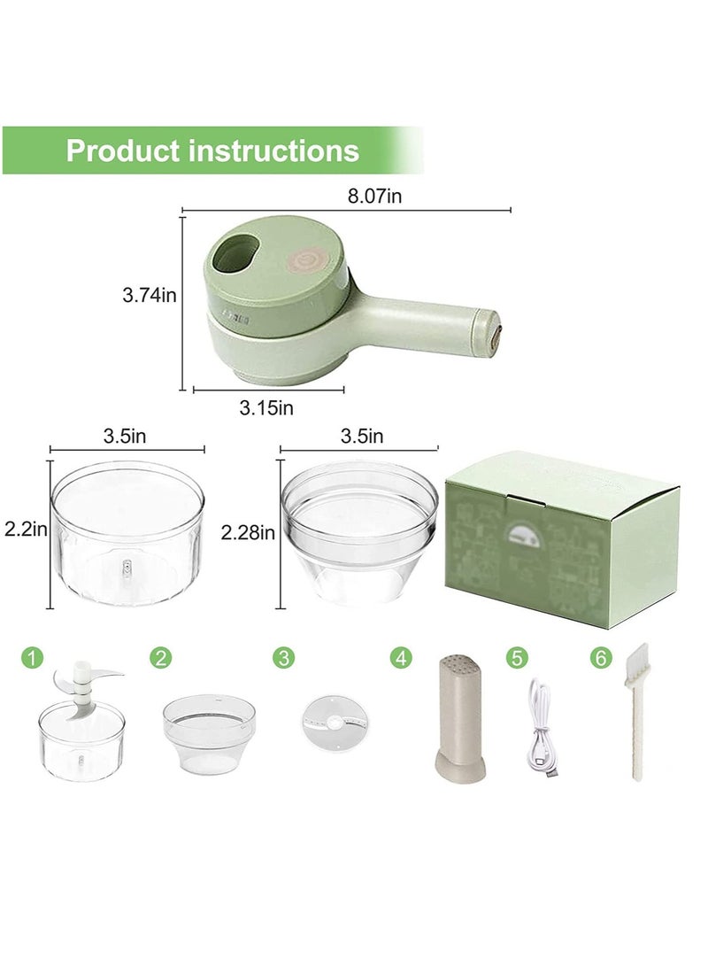 ELTRAZONE 4 in 1 Portable Electric Vegetable Cutter Set,Gatling Vegetable Chopper Mini Wireless Food Processor,Garlic Chili Onion Celery Ginger Meat Garlic Chopper with Brush - Image 2