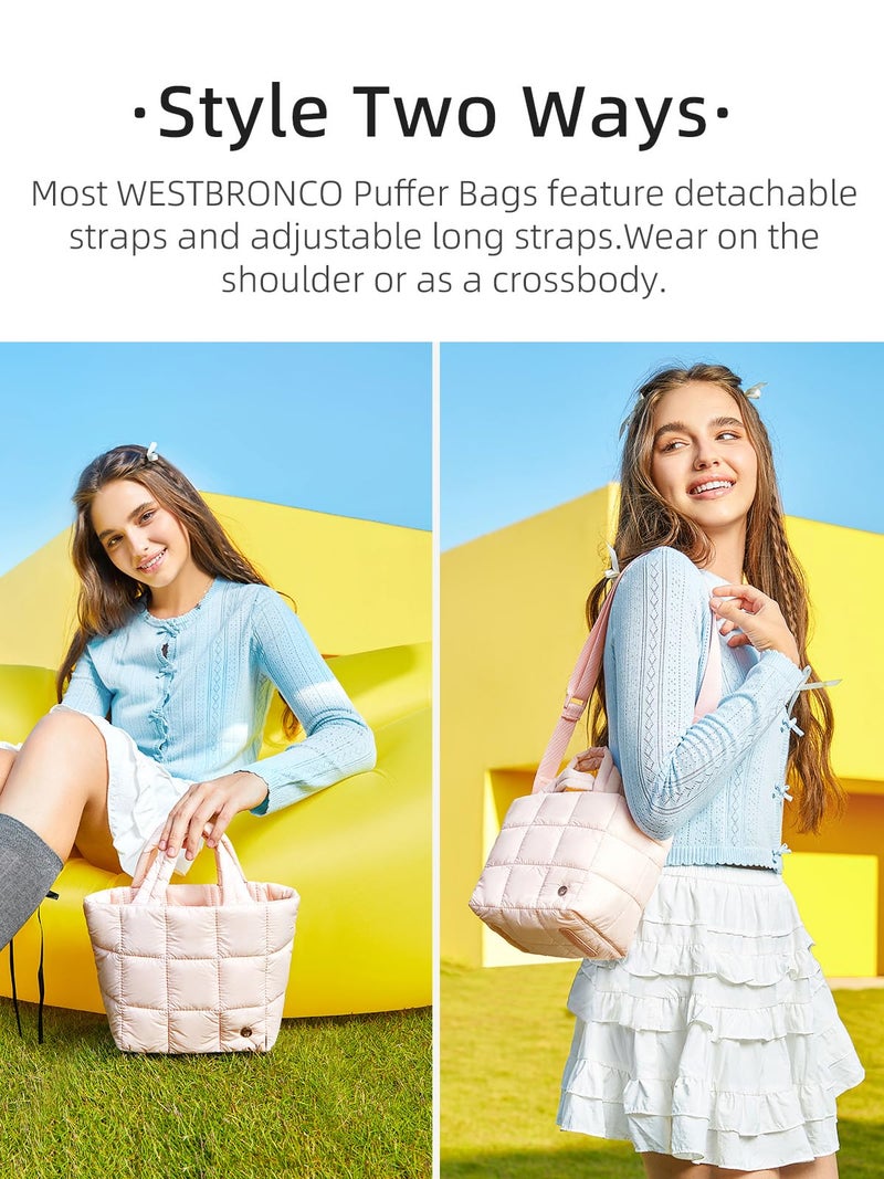 Westbronco Small Puffer Crossbody Bags For Women  Puffy Quilted Purse Nylon Shoulder Handbag With Adjustable Strap - Image 2