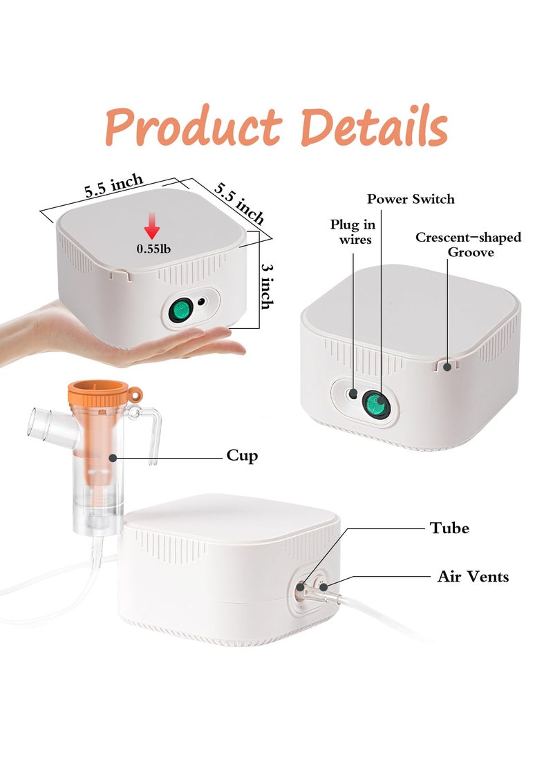 Ultrasonic Nebulizer for Adults and Children - Portable Adjustable Mist Volume Home Compressor Nebulizer ≤50dB Ultra Silent Durable PP Material