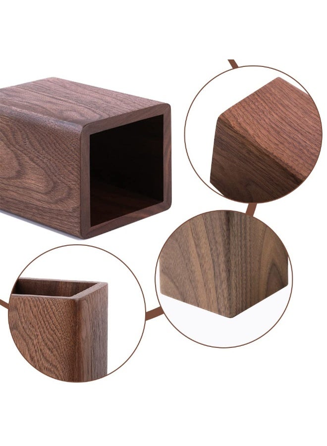 Wooden Pencil Holder, Square Walnut Pen Cup, Handmade Desk Organizer for Stationery and Makeup Brushes, Office Home Decoration - Image 3