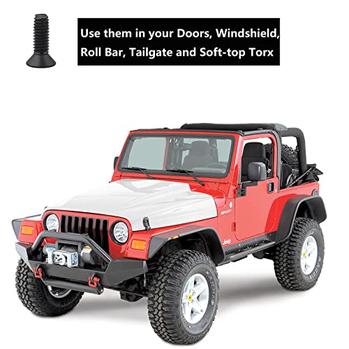 ELONN Windshield Door Tailgate Hinge Torx Screws Bolts for Jeep Wrangler CJ YJ LJ TJ 1976-2006，Replacement for Doors, Windshield,Roll Bar,Tailgate and Soft-Top Torx (Pack of 20) - Image 2