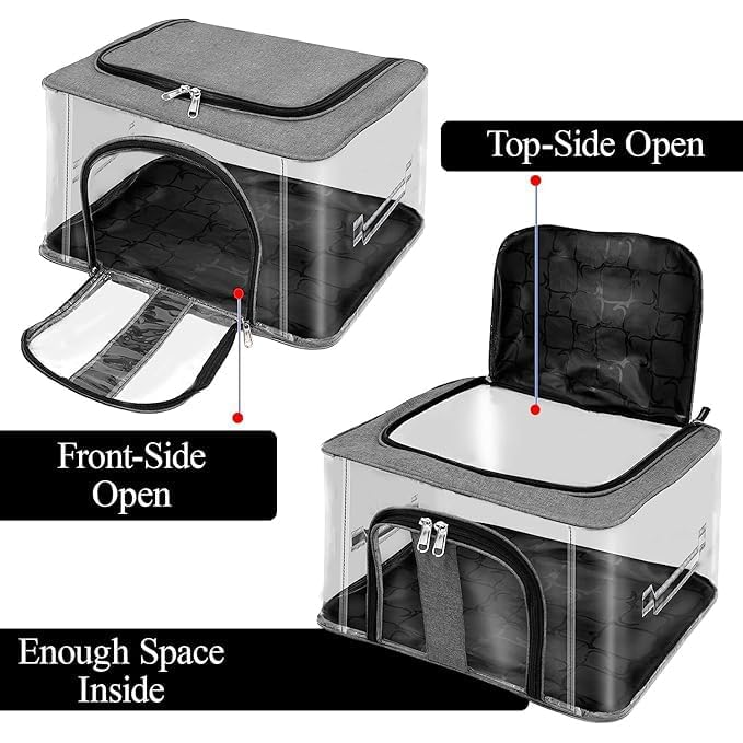 BluBasket Transparent Wardrobe Bag Underbed Moisture Proof Cloth Storage Organizer for Clothes Saree Bags with Zippered Closure Handle Storage Bag for Lehenga Blankets Bedsheets Toys 1 - Image 3