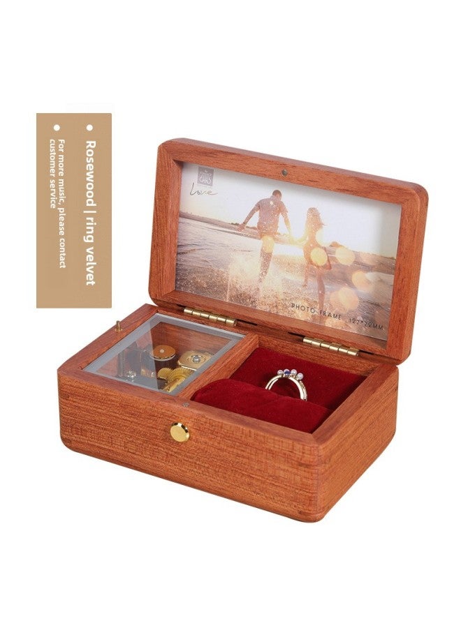 DIY Print Photo Wooden Jewelry Box Music Box Birthday Gift For Girlfriend Creative Music Box-Color:Rosewood (J278A)-ring Flannel-Dimensions:Music: Poems Of Birds  - Image 1