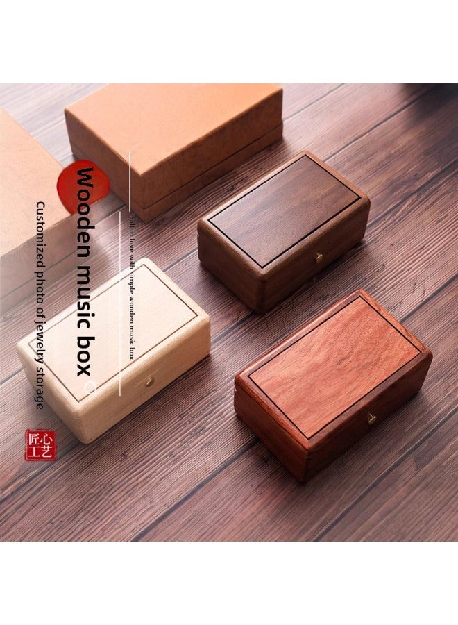 DIY Print Photo Wooden Jewelry Box Music Box Birthday Gift For Girlfriend Creative Music Box-Color:Rosewood (J278A)-ring Flannel-Dimensions:Music: Poems Of Birds  - Image 3