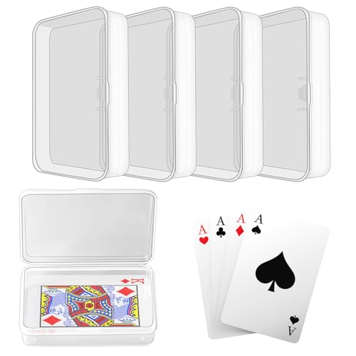 lenpestia Blank Card Case 4 Pack Clear Plastic Card Deck Box Snaps Closed Storage Box for Base Ball Trading Cards Business Cards More - Image 1