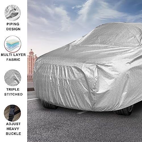 Auto Hub Waterproof Car Cover Compatible with Ford Figo with Mirror Pocket, Soft Cotton Lining, Waterproof Figo Car Cover- Metallic Silver - Image 3