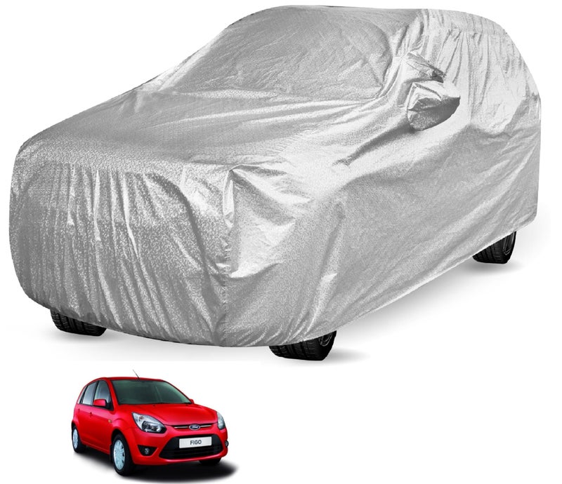 Auto Hub Waterproof Car Cover Compatible with Ford Figo with Mirror Pocket, Soft Cotton Lining, Waterproof Figo Car Cover- Metallic Silver - Image 1